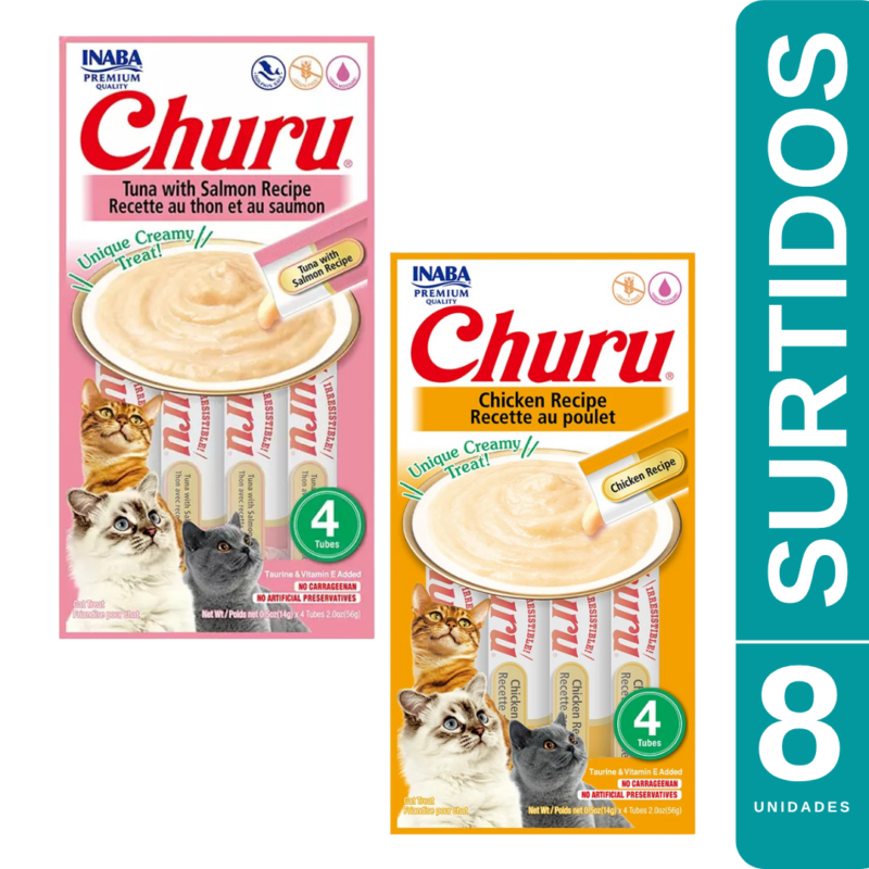 OFERTA CHURU GATO 2 PACK SURTIDOS 8 UNIDADES