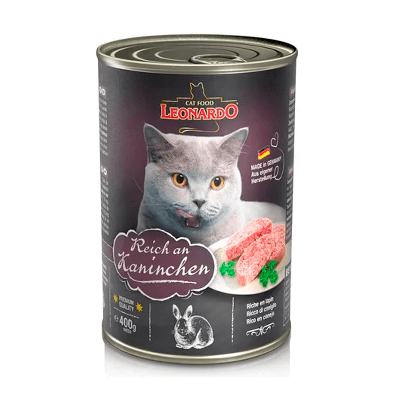 Lata Leonardo Gato Quality Selection Conejo 400GR