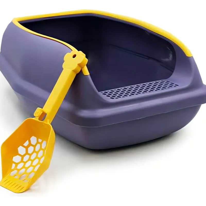 Arenero Abierto Baño Sanitario Gatos Grande Con Pala Morado